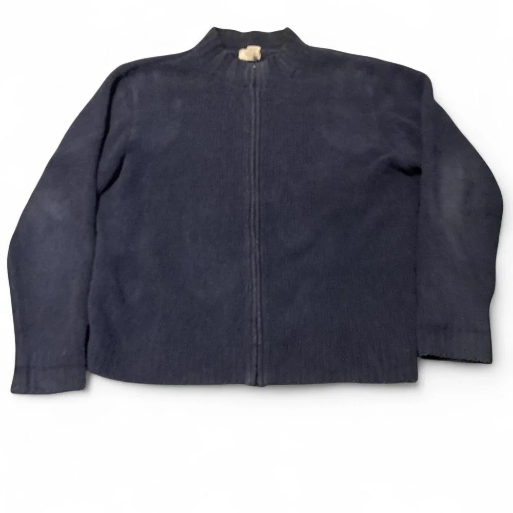 Woolrich knit full zip fleece jacket navy stretch vintage‎ 90s L/24.25